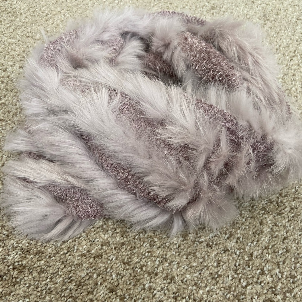 Purple rabbit fur snood